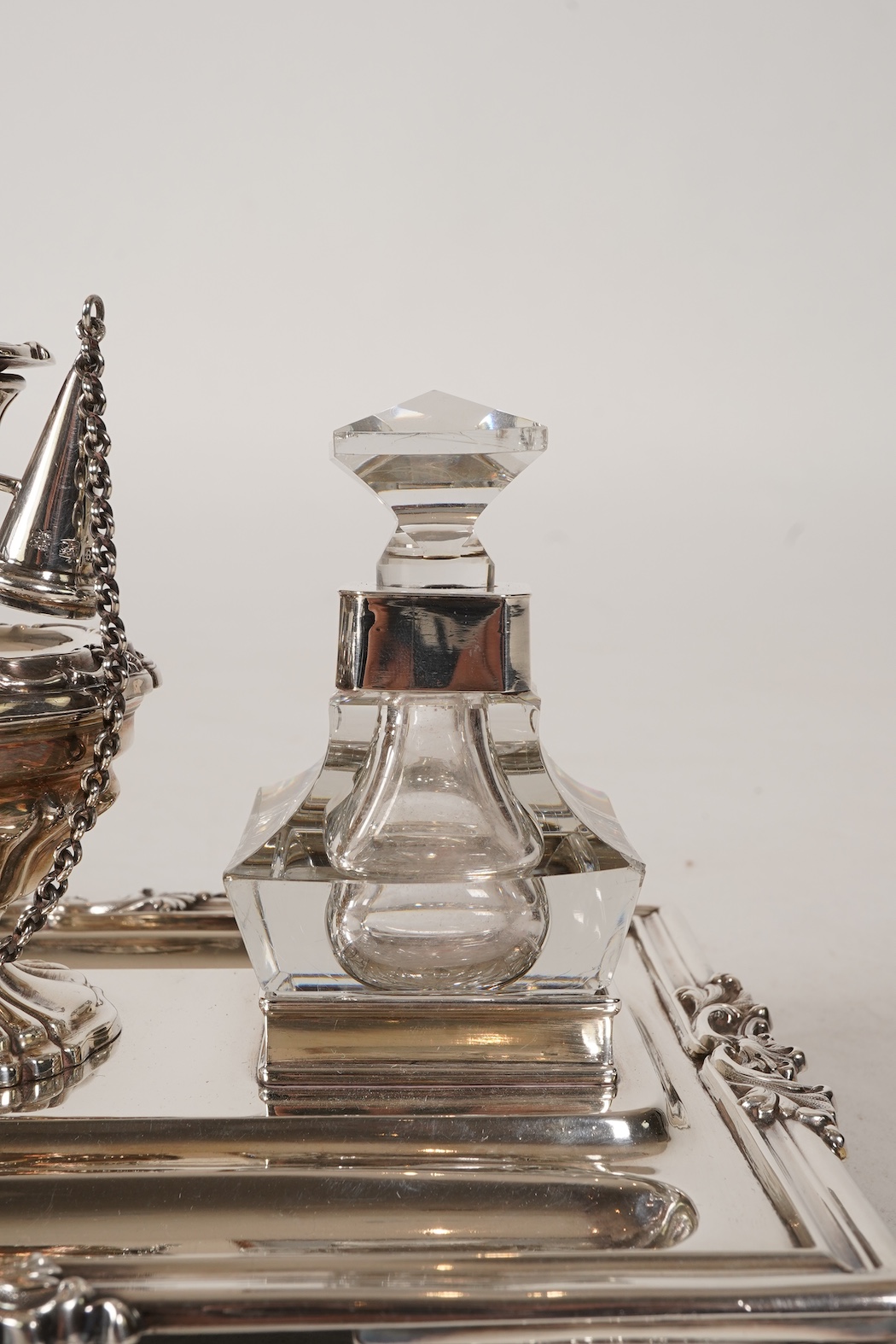 A William IV silver ink stand, by Henry Wilkinson & Co Ltd